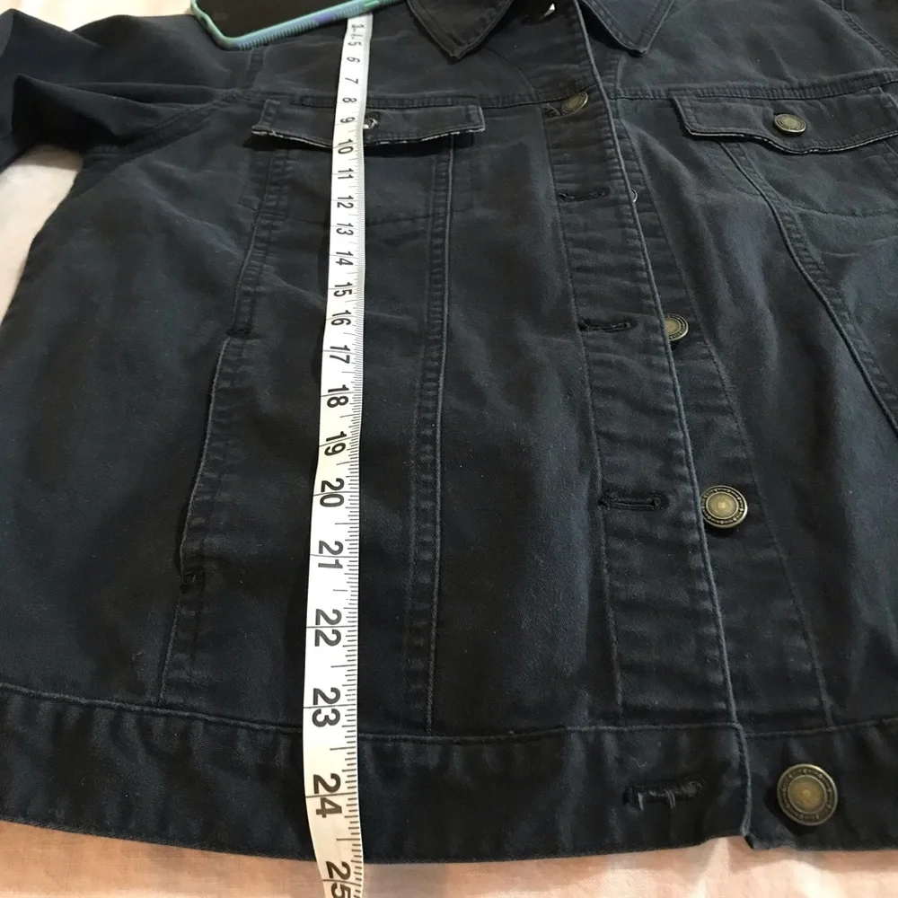 90s Vintage Black Denim Oversized Boyfriend Jacket Shacket - Picture 12 of 14